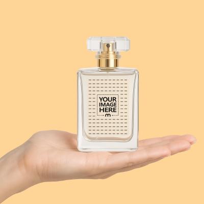 Perfume Bottle Label Mockup on Neutral Background