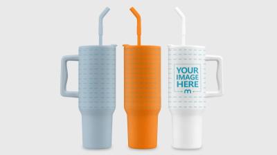 front, back and side view straw tumblers