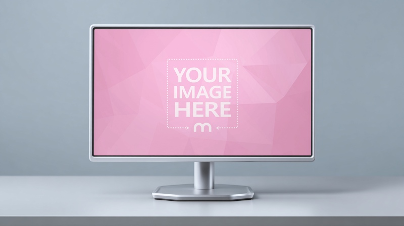 Desktop Monitor Mockup in Minimalist Studio Scene preview image
