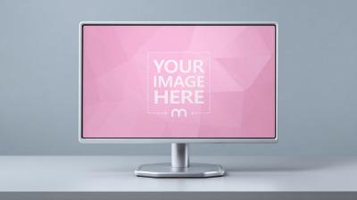 Desktop Monitor Mockup in Minimalist Studio Scene