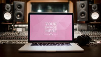 Laptop Mockup on Tabletop for Music Composers