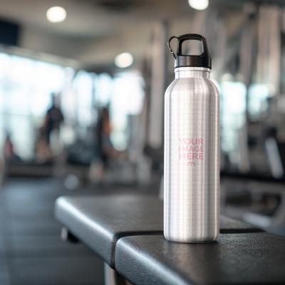 Bottle Mockup in Gym with Workout Equipment