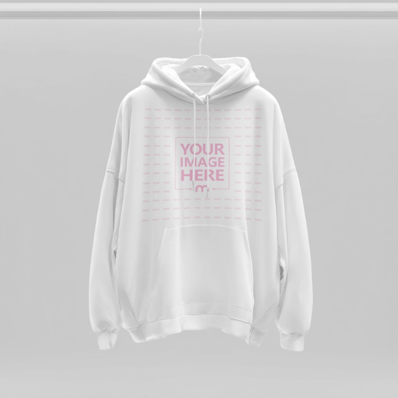 Hoodie Mockup Hanging on Gray Background with Studio Lighting preview image