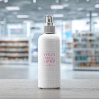 Spray Bottle Mockup with Bright Retail Setup