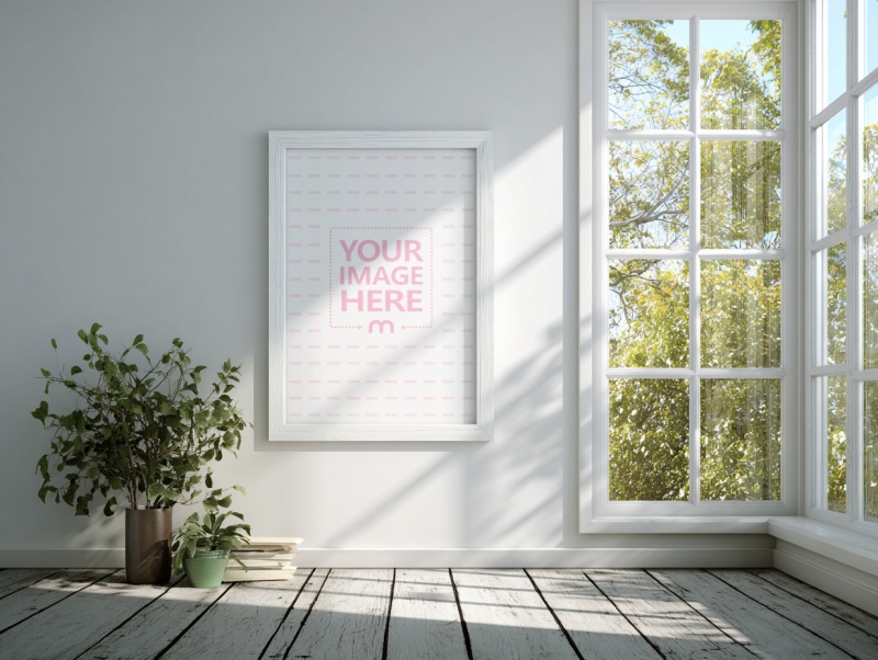 Canvas Mockup Hanging on Wall in Modern Minimalist Interior preview image