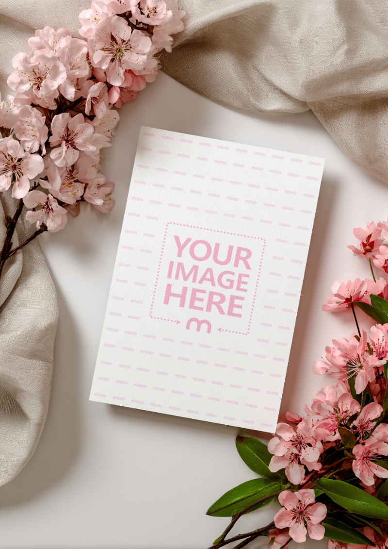 Greetings Card Mockup for Wedding on Soft Cloth preview image