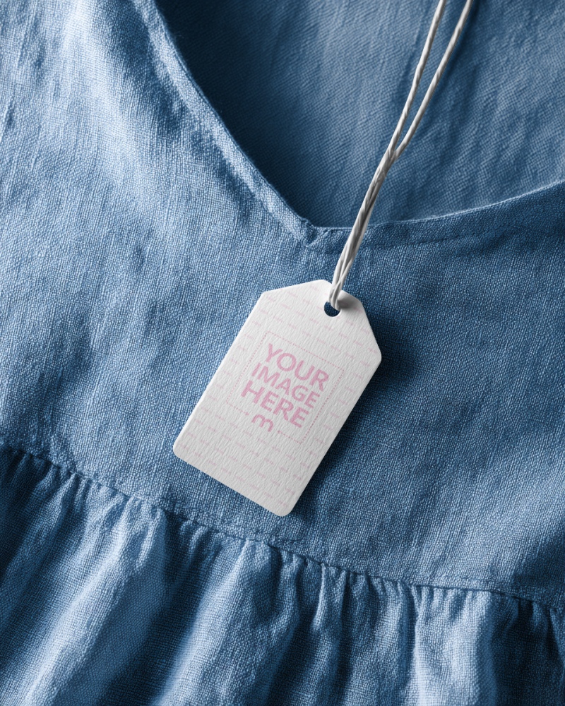 Clothing Tag Mockup Close-Up on Blue Jeans Fabric preview image
