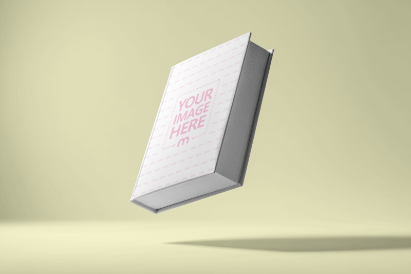 Book Cover Mockup Floating on Editable Background preview image