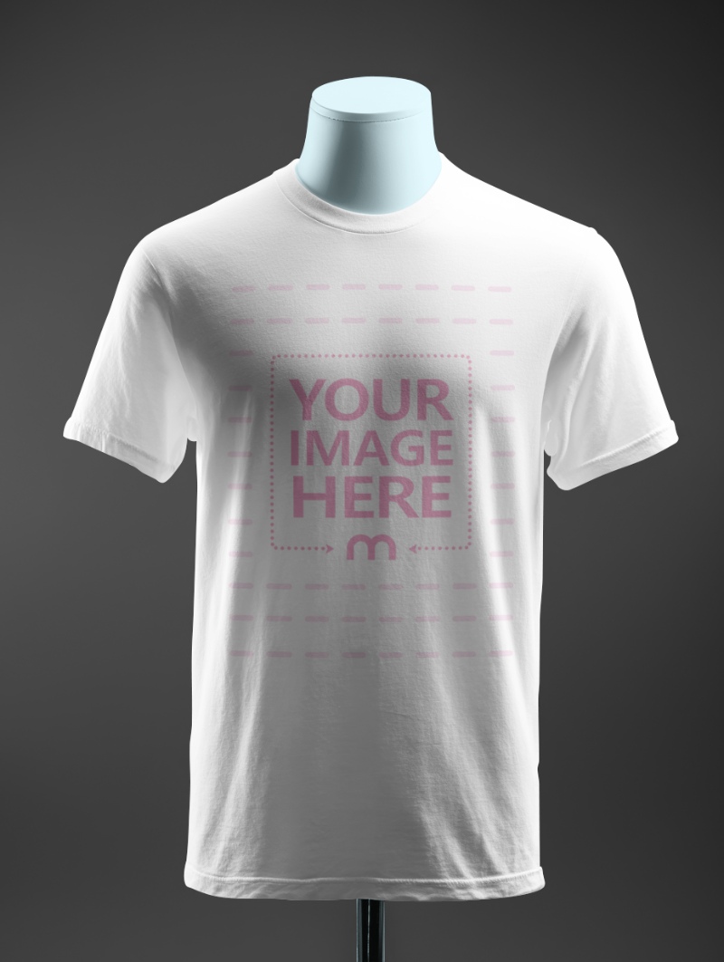 T-Shirt Mockup on Mannequin with Dark Studio Backdrop preview image