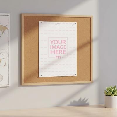 Paper Mockup Hanging on Board in Minimalist Indoor Setting