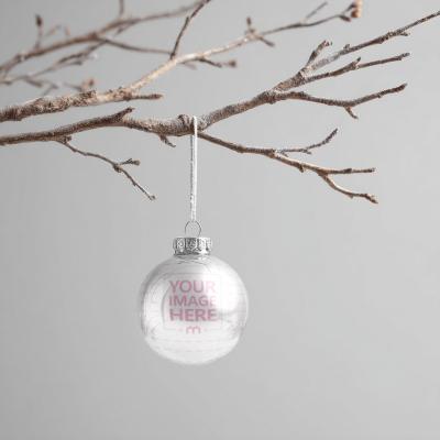 Christmas Ornament Mockup on Snowy Tree Branch