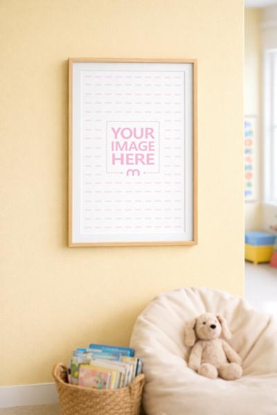 Poster Canvas Mockup in Elementary School Room