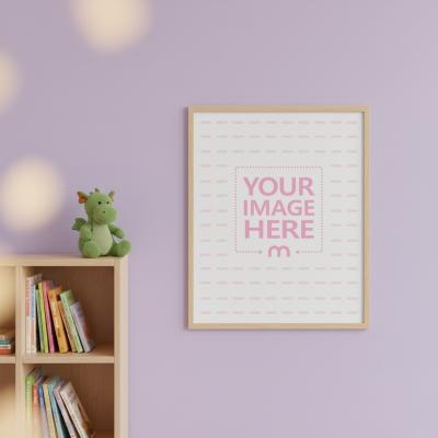 Poster Frame Mockup on Elementary School Wall