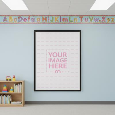 Frame Mockup in Preschool Room with Alphabet Border Wall