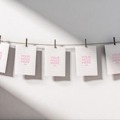 Paper Garland Mockup on Minimal Background