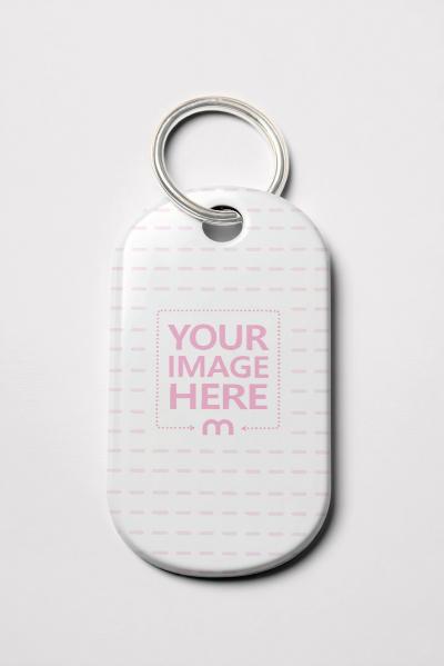 Keychain Mockup with Metal Finish on White Background