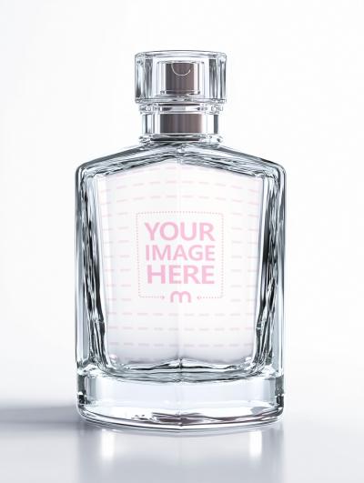 Perfume Bottle Mockup on White Background with Clean Shadows