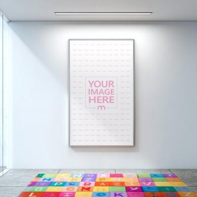 Poster Frame Mockup in Classroom with Alphabet Floor Mat