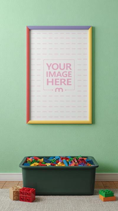 Poster Frame Mockup with Multicolor Frame