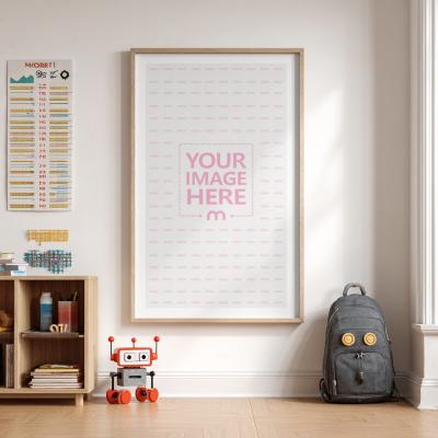 Large Poster Frame Mockup in School Learning Corner