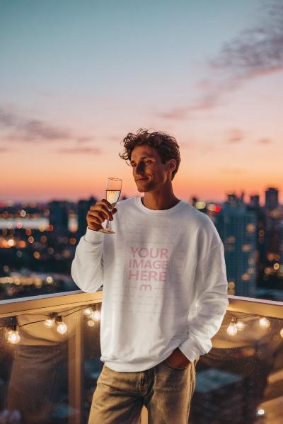 Long Sleeve Shirt Mockup with Man in Golden Hour