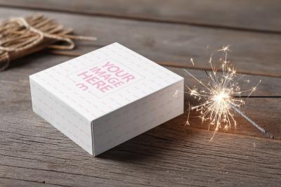 Gift Box Mockup on Table for Holiday