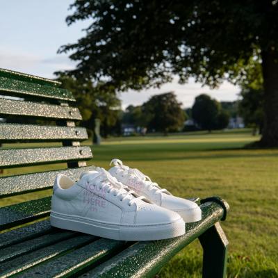 Shoes Mockup on Bench in Outdoor Park with Natural Light