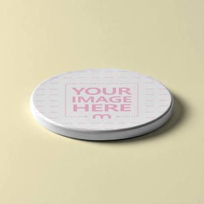 Round Coaster Mockup on Editable Background with Soft Lighting