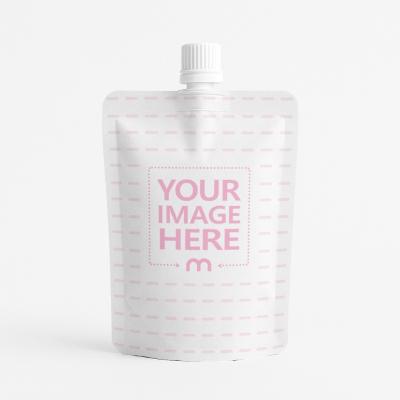 Spout Pouch Mockup Front View with Cap on White Background