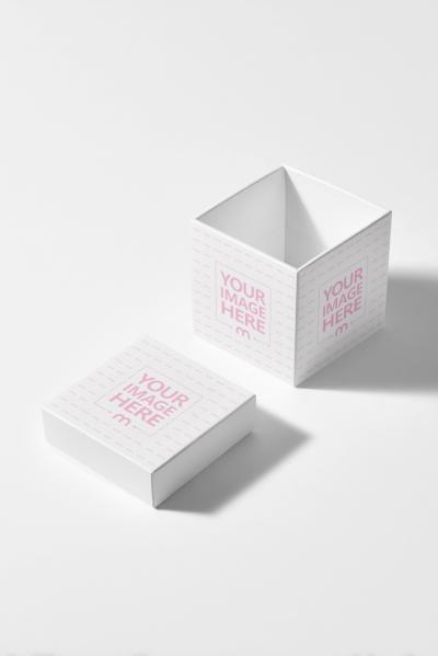 Open Gift Box Mockup with Detached Lid and Clean Shadows