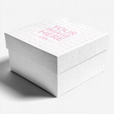 Three-Quarter View Textured Gift Box Mockup on Light Background