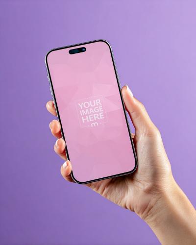 Smartphone Mockup in Hand on Neutral Background