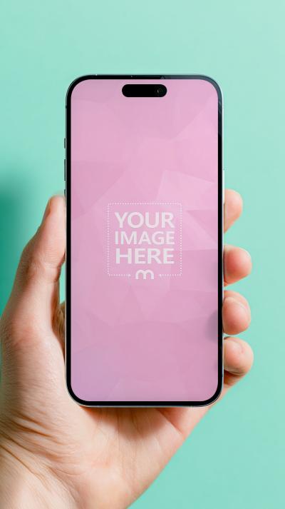 Smartphone Mockup Held Upright with Minimal Backdrop