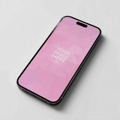 iPhone Mockup Lying at Angle on Clean White Surface