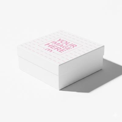 Square Packaging Box Mockup in Soft Shadow Studio Scene