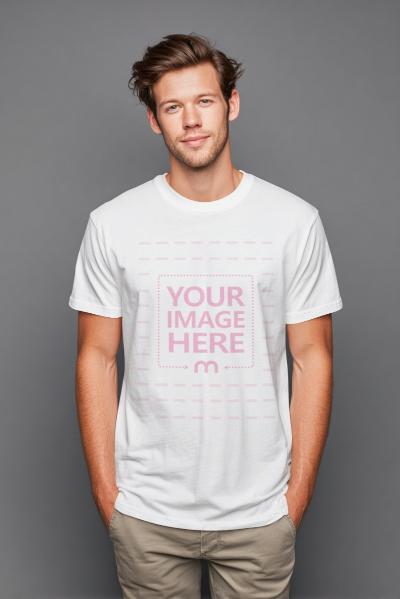 T-Shirt Mockup on Male Model in Studio Background