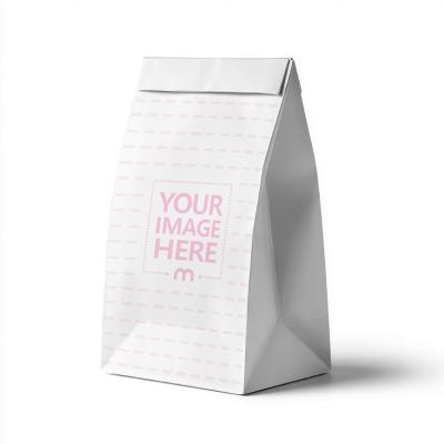 Paper Bag Mockup with Folded Top on Isolated Background