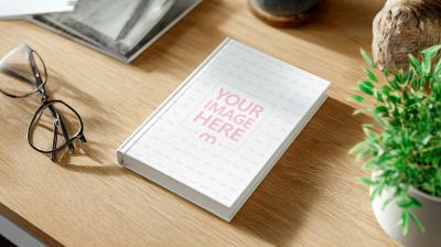 Hardcover Book Mockup on Wooden Desk