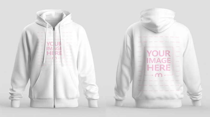 Zip-Up Hoodie Mockup Front and Back View in Studio Background ...