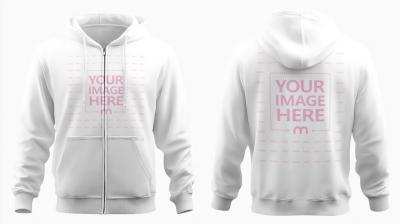 Zip Hoodie Mockup Front and Back View Placed in White Background
