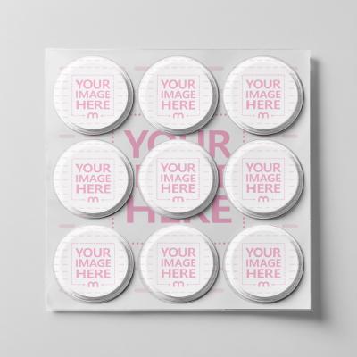 Round Sticker Mockup in Grid Layout Top View