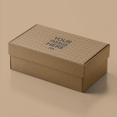 Kraft Shoe Box Mockup in Isolated Studio Packaging Scene