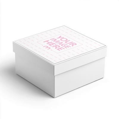 White Packaging Box Mockup in Angled View on Studio Background