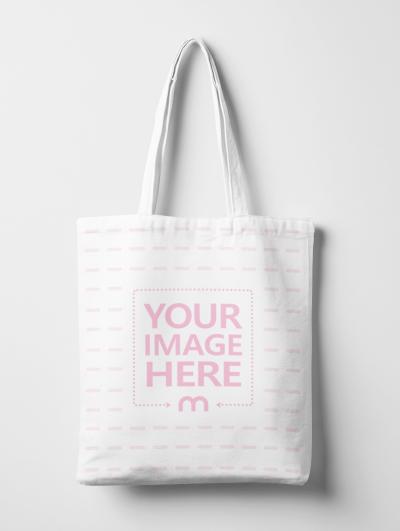 Canvas Tote Bag Mockup Hanging Flat on White Background