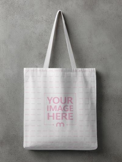 Tote Bag Mockup Front View on Concrete Wall Background