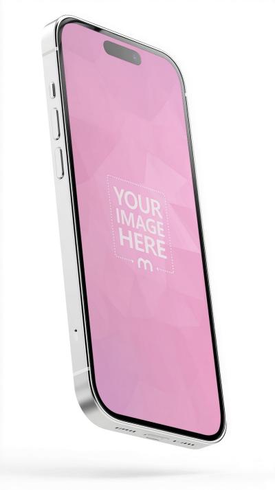 iPhone Mockup in Angled Perspective on Clean Background
