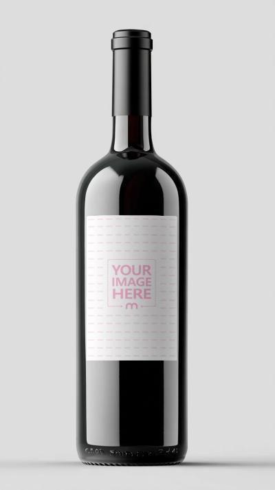 Wine Bottle Label Mockup in Studio Light Background