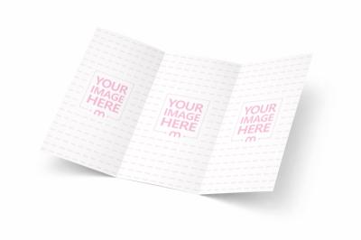 Trifold Brochure Mockup in Open Layout on Isolated Background