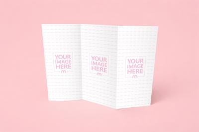 Trifold Brochure Mockup Standing on Neutral Background
