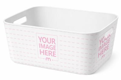 Plastic Storage Bin Mockup with Handles in Isolated Background